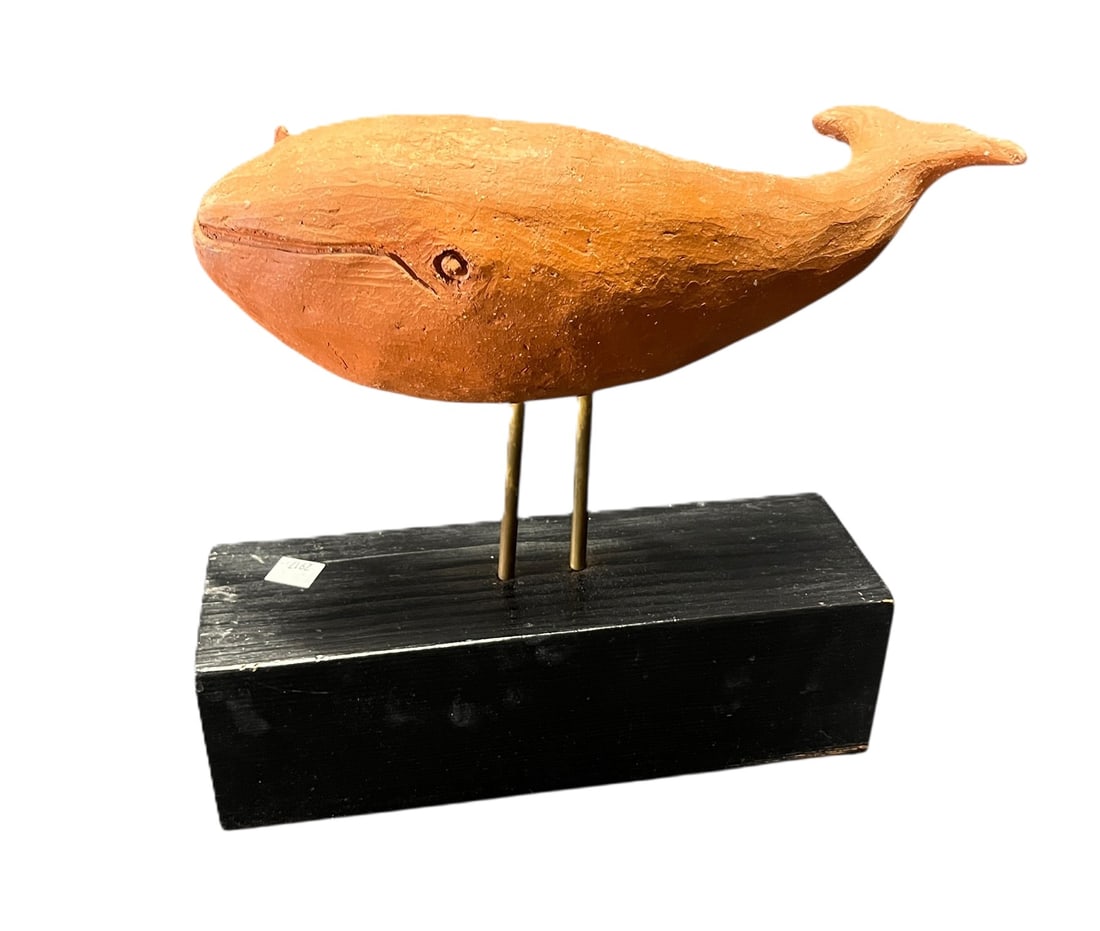 VINTAGE TERRACOTTA WHALE SCULPTURE (1 of 3)