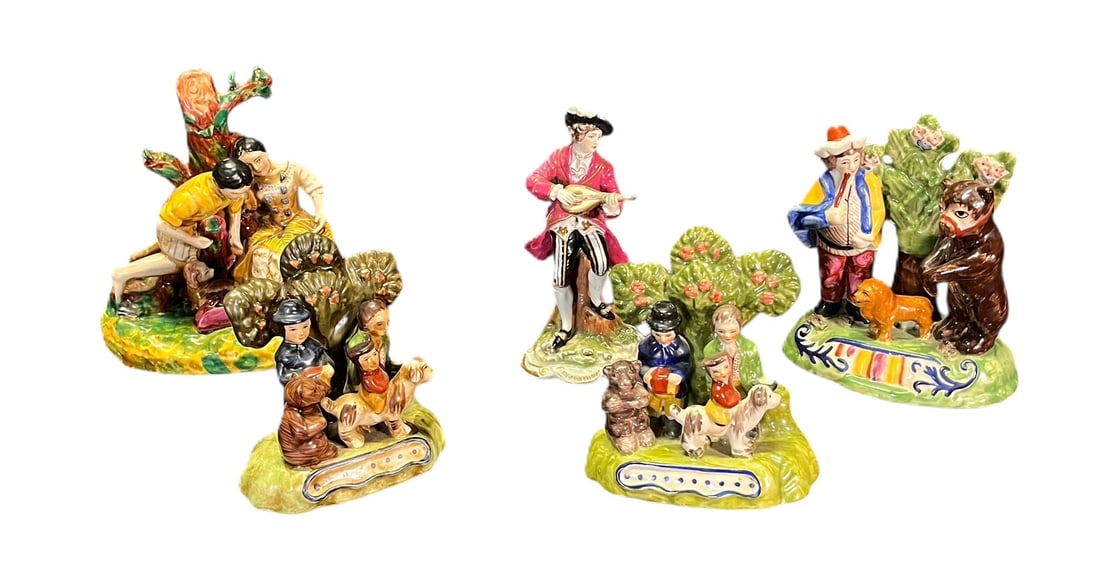 FIVE VINTAGE PORCELAIN STAFFORDSHIRE COLLECTIBLES (1 of 6)