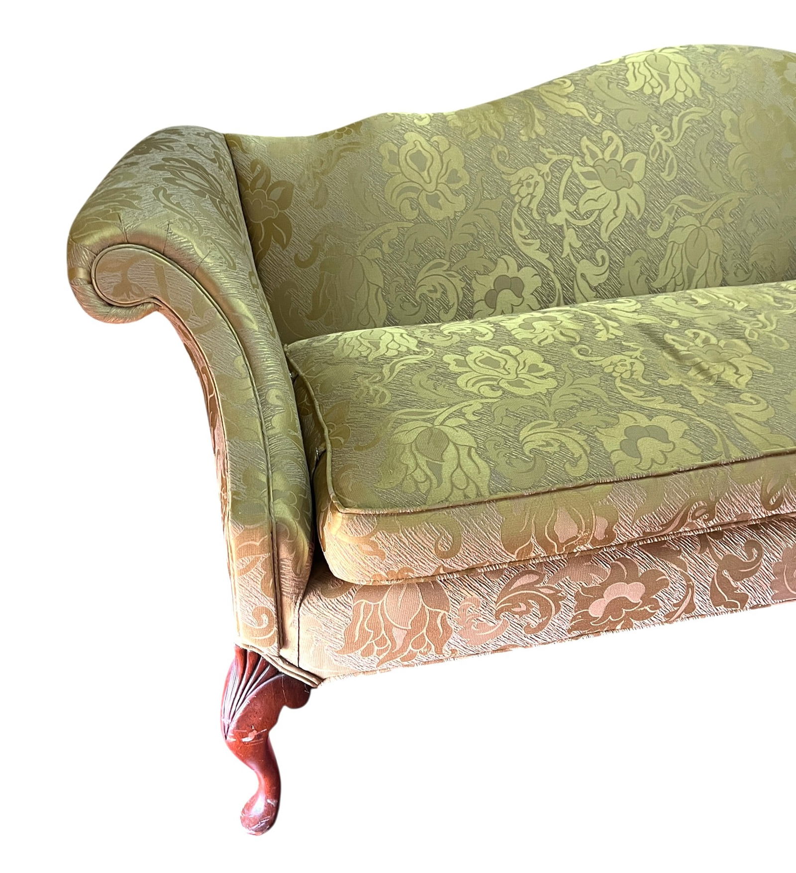 QUEEN ANNE STYLE CAMELBACK SOFA - 9