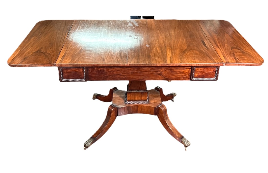 19TH C ENGLISH REGENCY ROSEWOOD DROP LEAF TABLE (1 of 5)