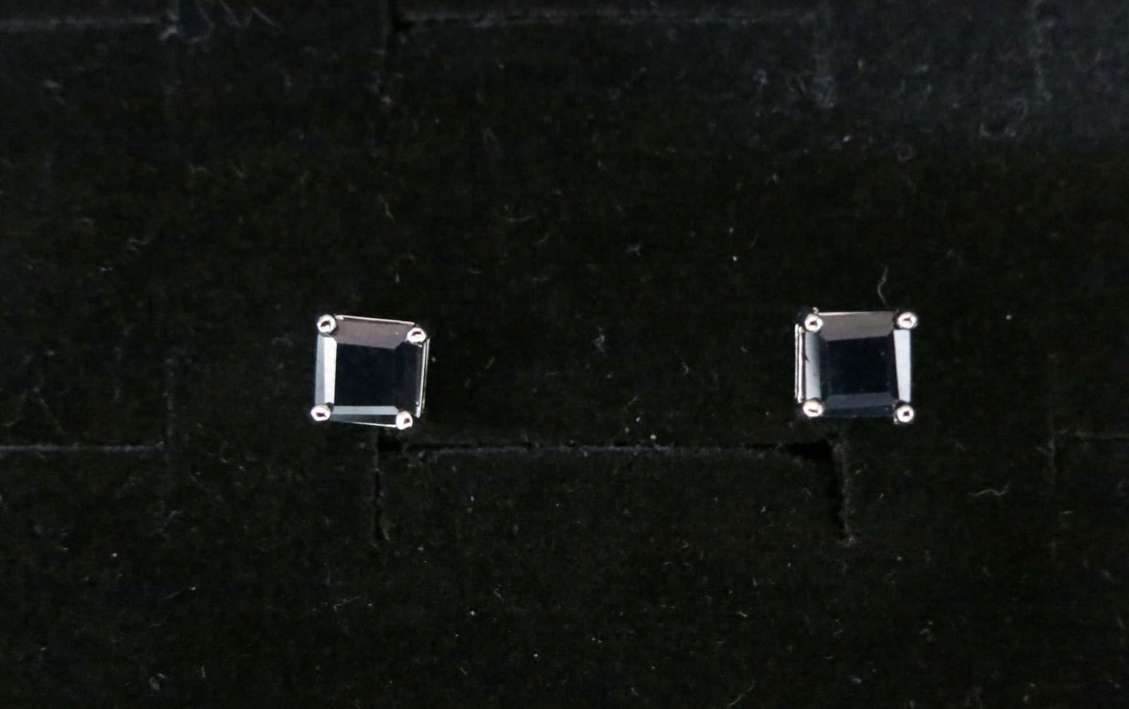 PAIR OF BLACK CZ STERLING SILVER STUD EARRINGS (1 of 2)
