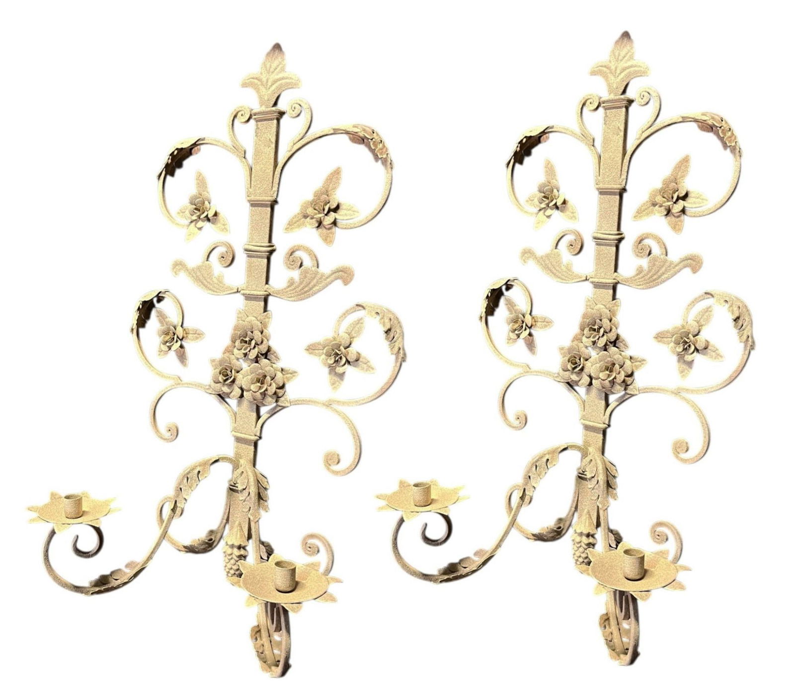 PAIR OF FRENCH IRON WALL MOUNT CANDLE SCONCES (1 of 5)