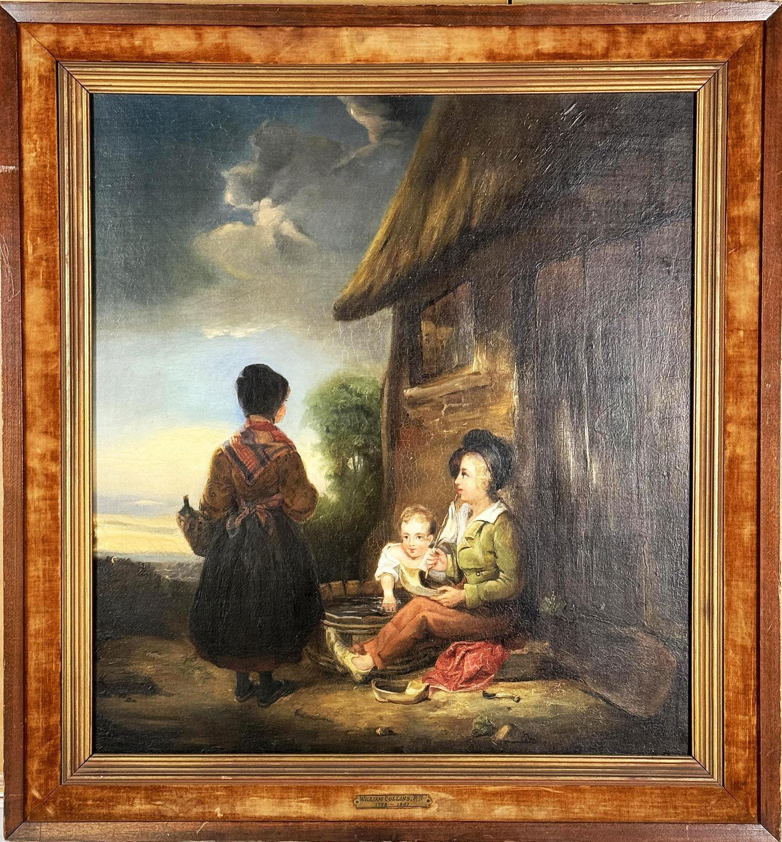 WILLIAMS COLLINS "THREE CHILDREN" OIL ON BOARD: WILLIAMS COLLINS (1788-1847) "THREE CHILDREN" OIL ON BOARD. Height: 32 in. by Width: 30 in.