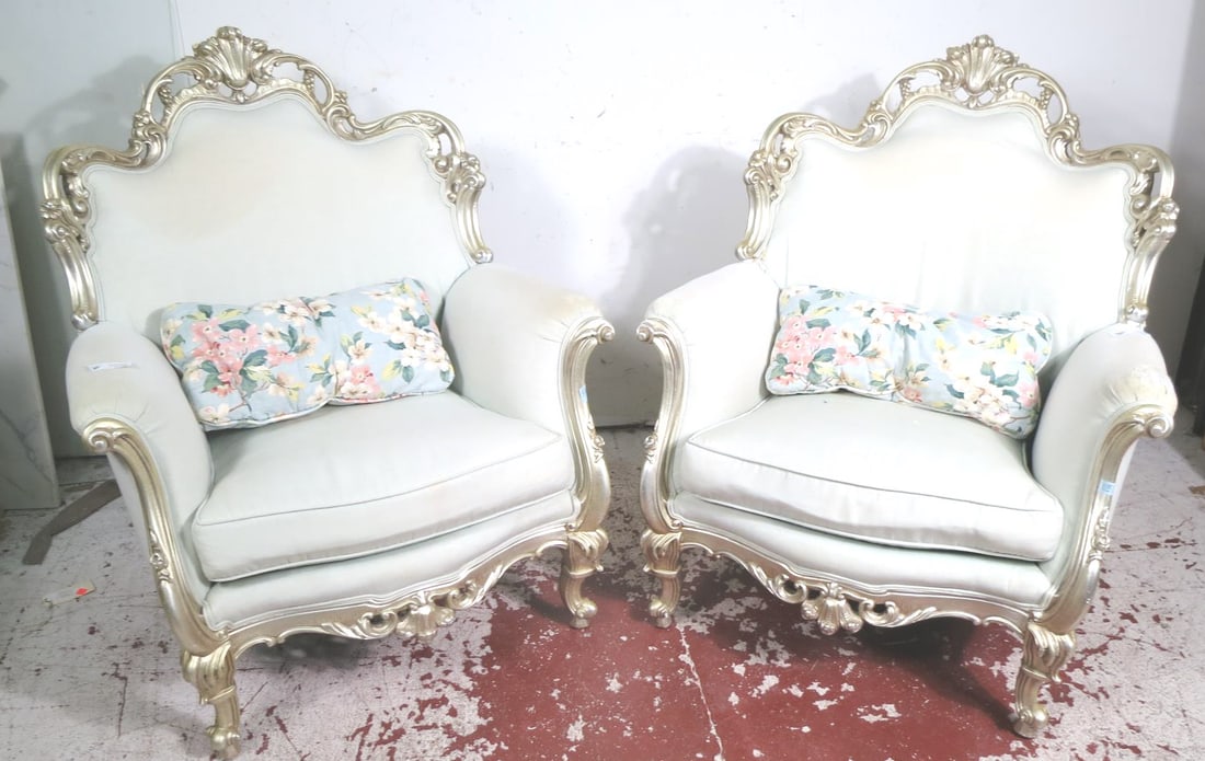 PR OF SILVER GILT FRENCH ROCOCO ARMCHAIRS (1 of 7)