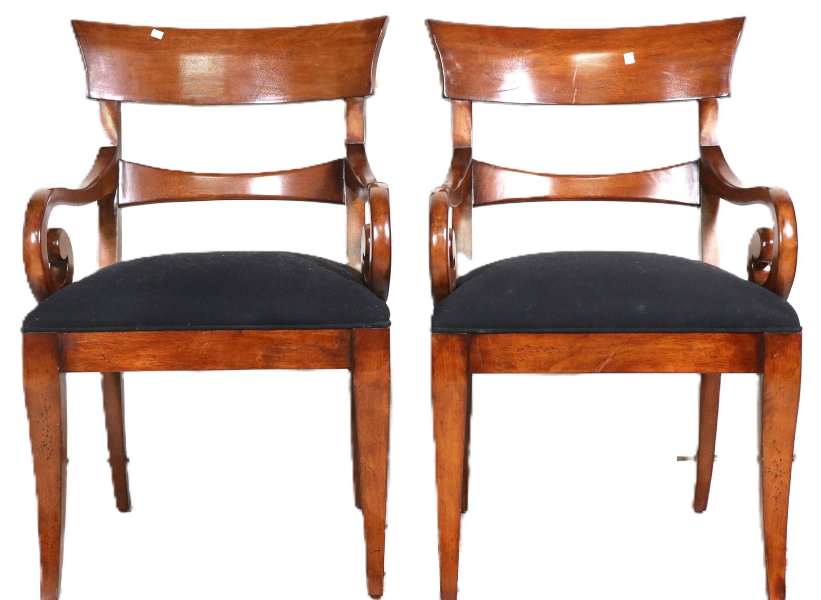 PAIR OF SCROLLED ARMCHAIRS (1 of 4)