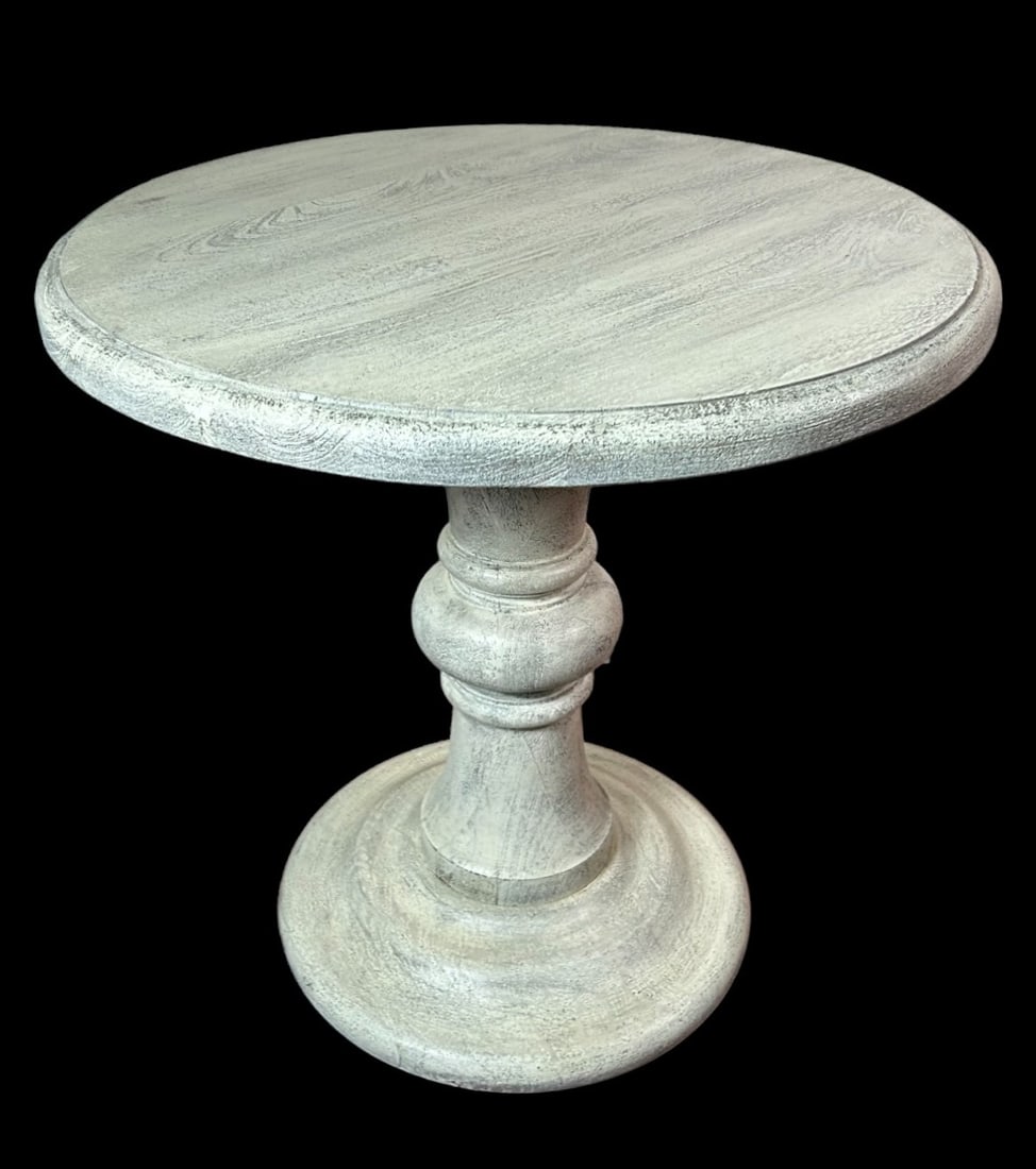 WHITEWASHED FINISH PEDESTAL TABLE (1 of 3)