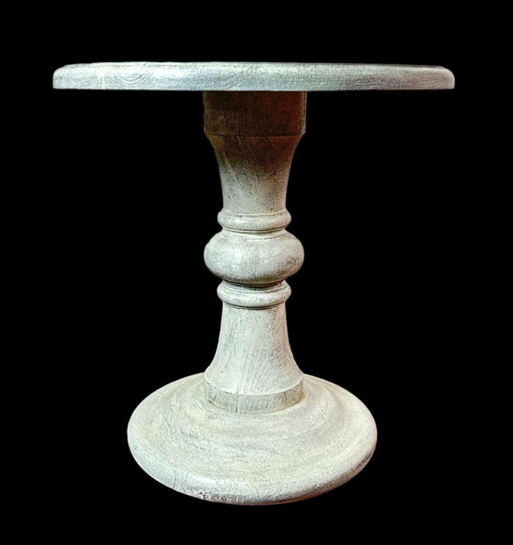 WHITEWASHED FINISH PEDESTAL TABLE - 2