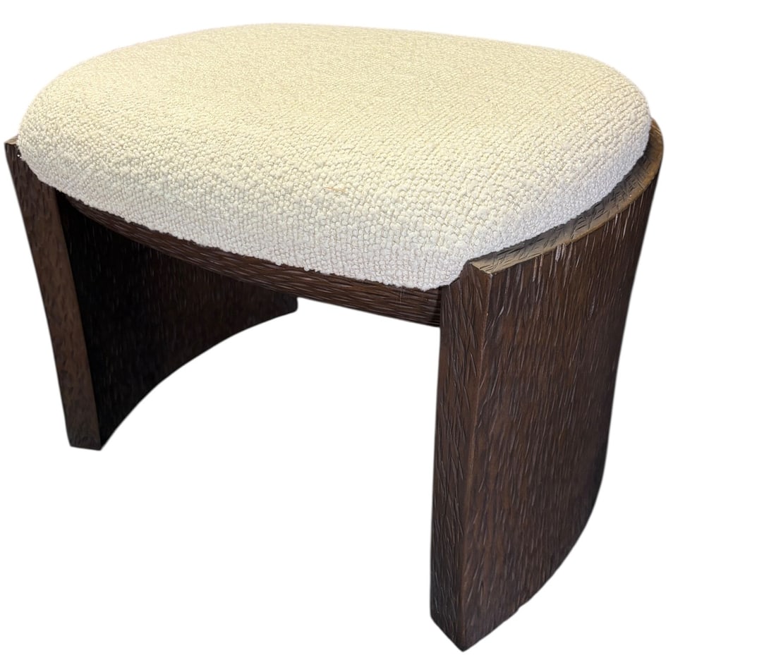 SMALL WALNUT BENCH WITH WHITE UPHOLSTRY - 2