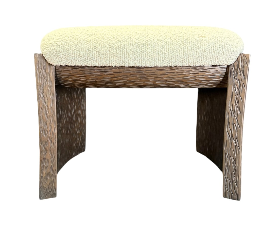 SMALL WALNUT BENCH WITH WHITE UPHOLSTRY - 4