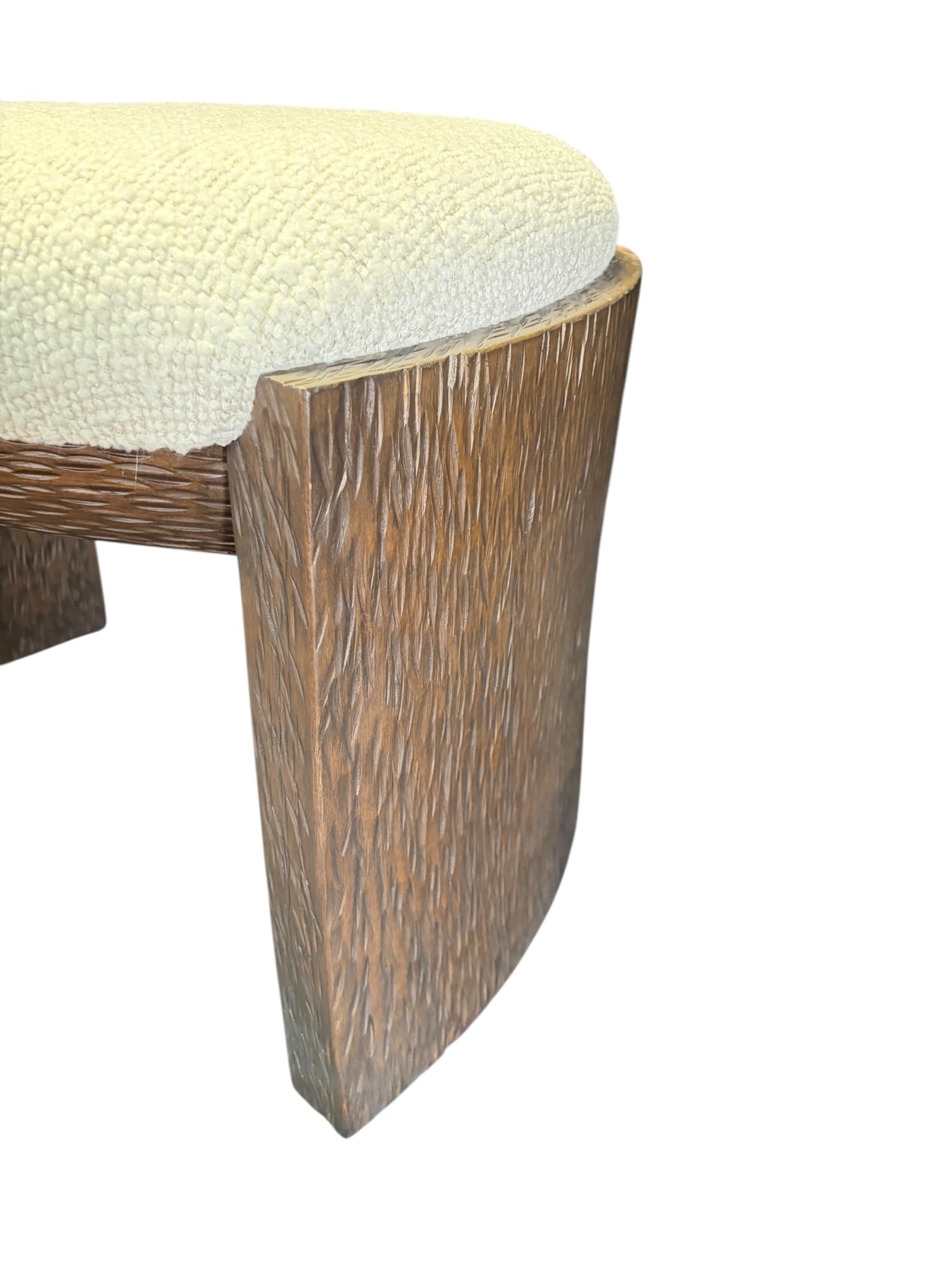 SMALL WALNUT BENCH WITH WHITE UPHOLSTRY - 5