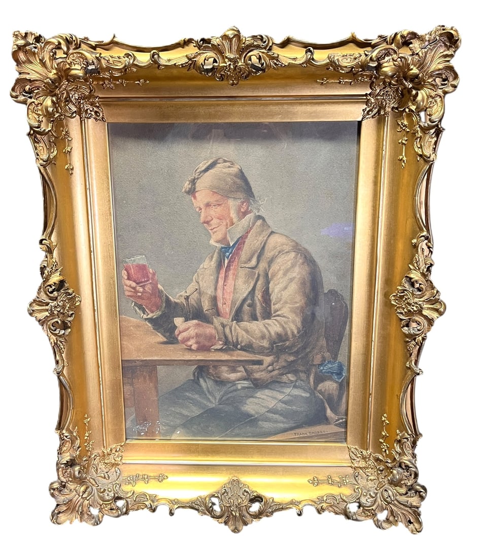 19th CENTURY GERMAN WATERCOLOR: 19th CENTURY GERMAN WATERCOLOR. Height: 25.5 in. by Width: 20.5 in. by Depth: 3 in.