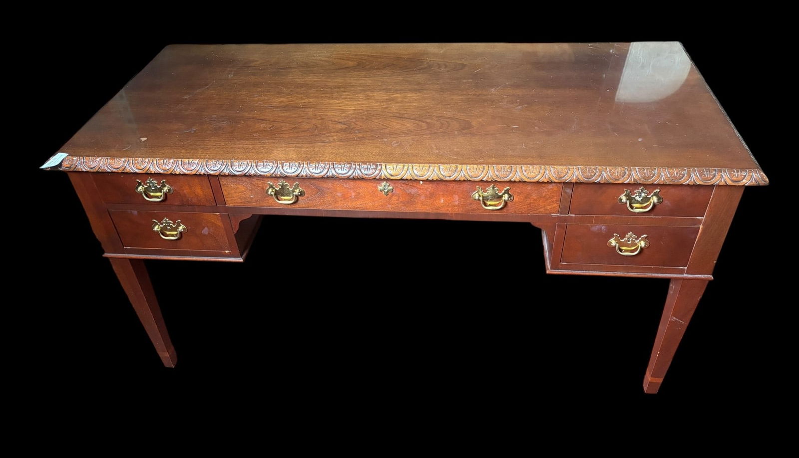 CHIPPENDALE STYLE FIVE DRAWER DESK - 3