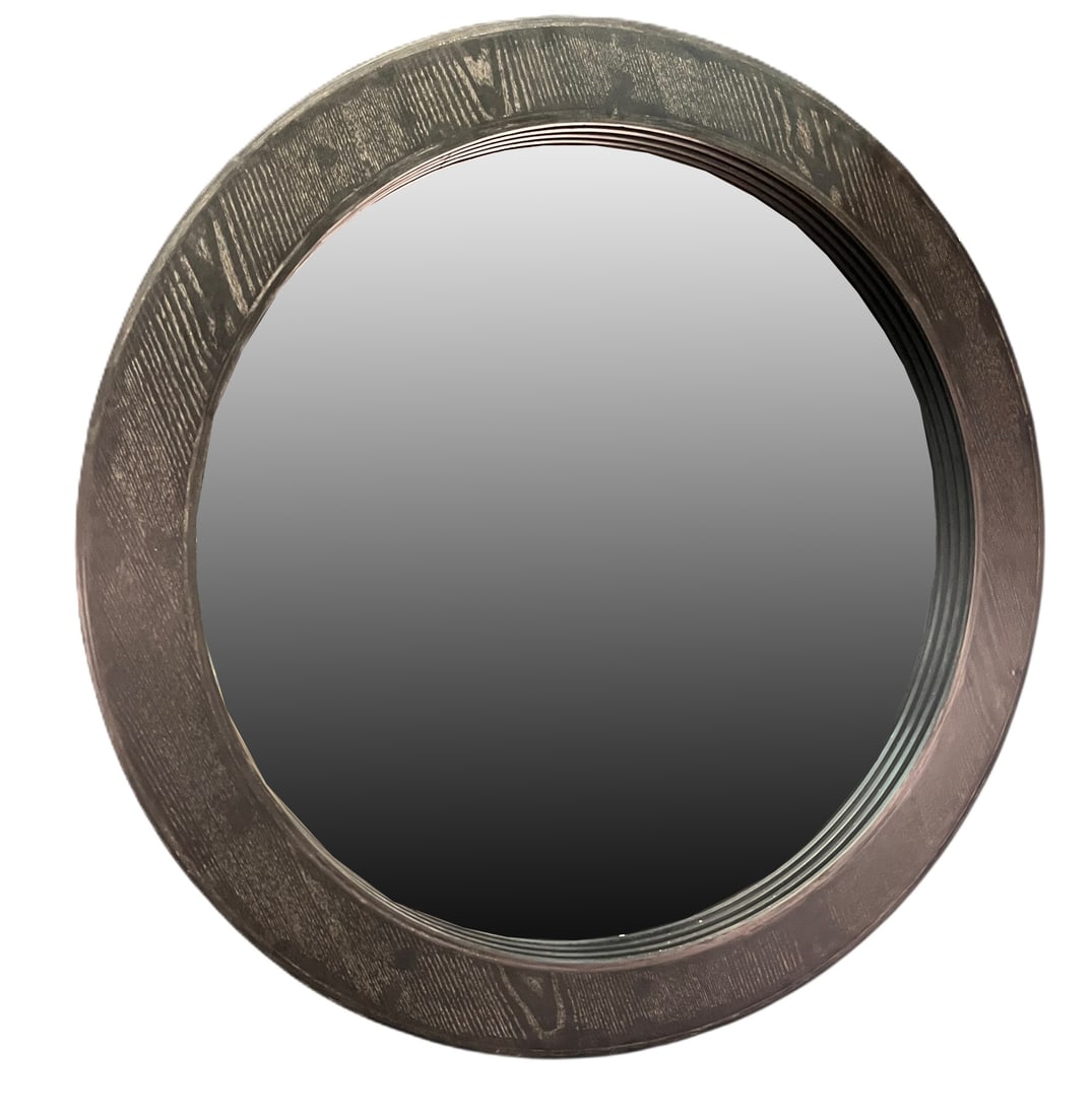 ROUND BLACK WOODEN MIRROR (1 of 4)