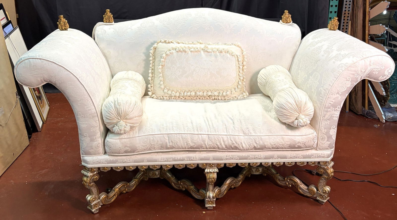 FRENCH REVIVAL LOUIS XV STYLE UPHOLSTERED SOFA (1 of 10)