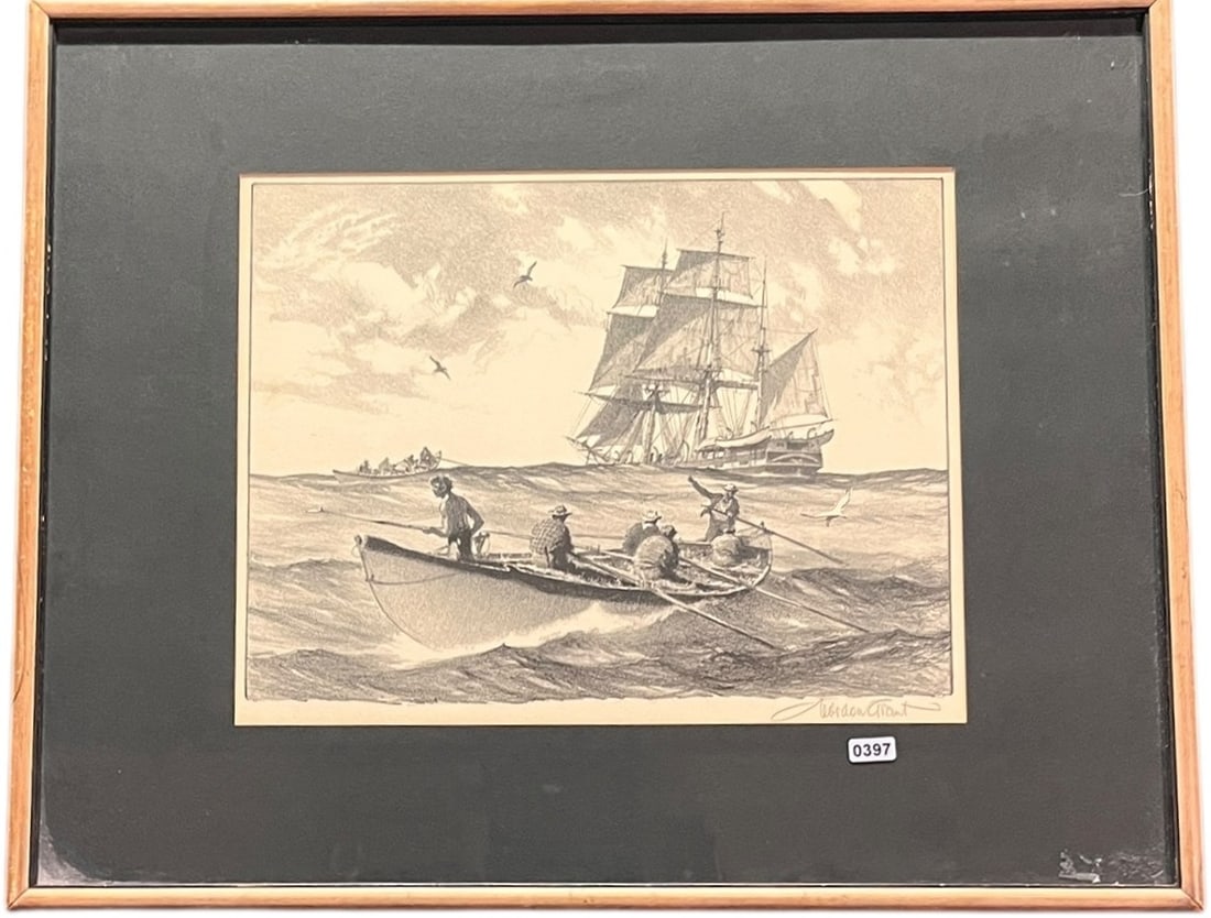 "THE WHALE HUNT" LITHOGRAPH SIGNED BY GORDON GRANT (1 of 4)
