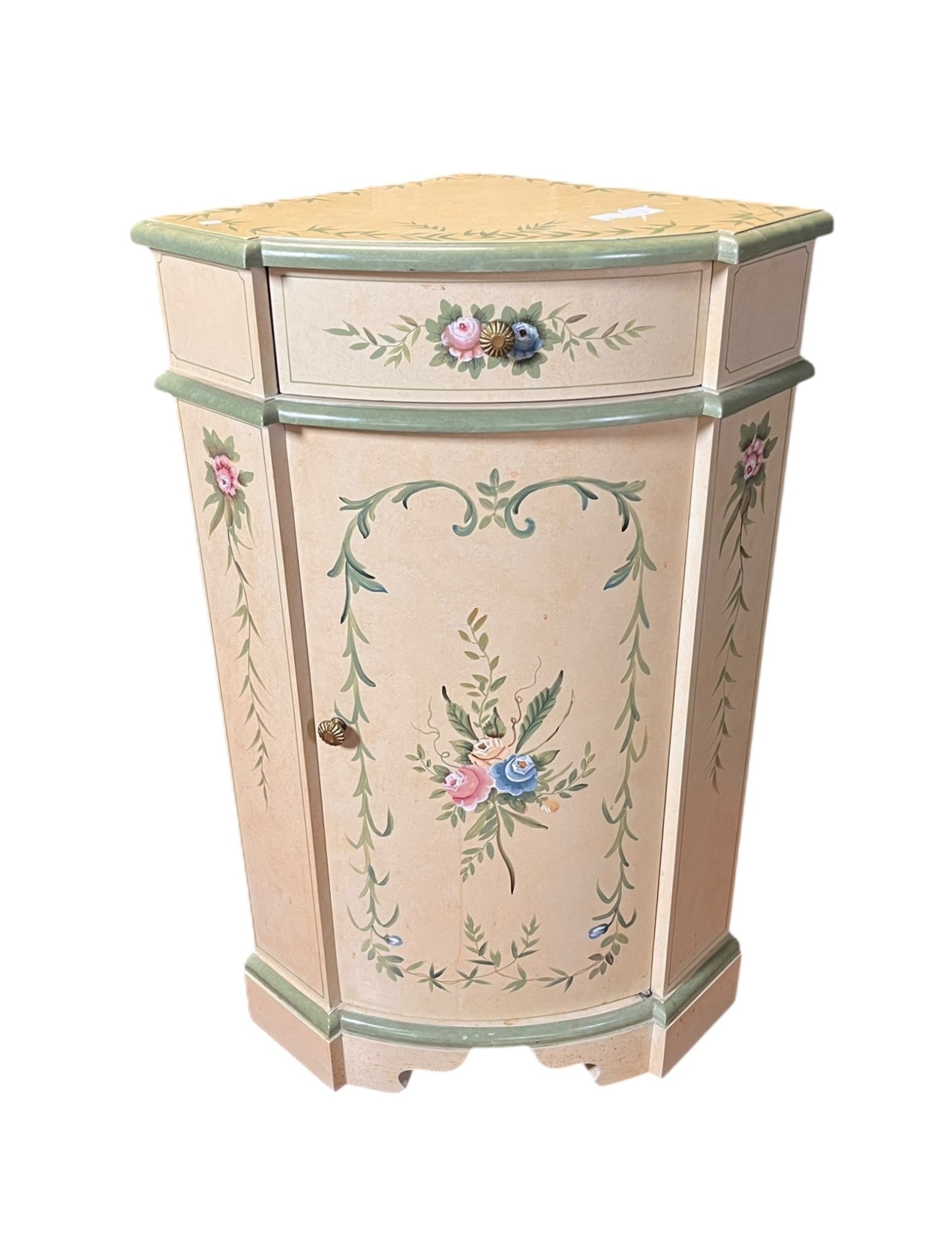 FRENCH HAND PAINTED WOODEN CORNER CABINET (1 of 5)