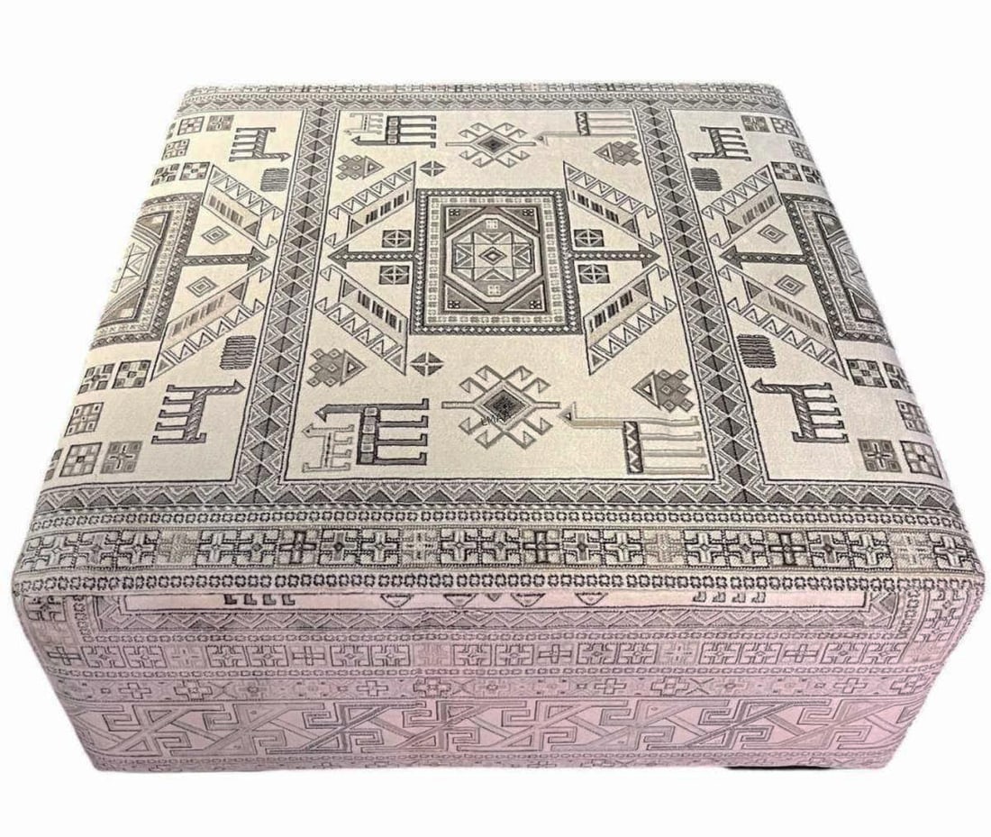 SOUTHWESTERN MOTIF RUG UPHOLSTERED OTTOMAN/STOOL (1 of 4)