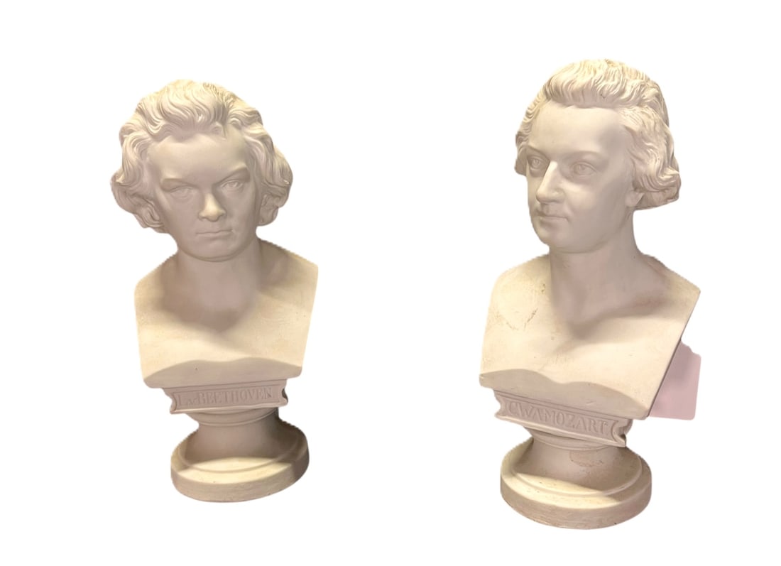 TWO PORCELAIN BISQUES, MOZART AND BEETHOVEN (1 of 5)