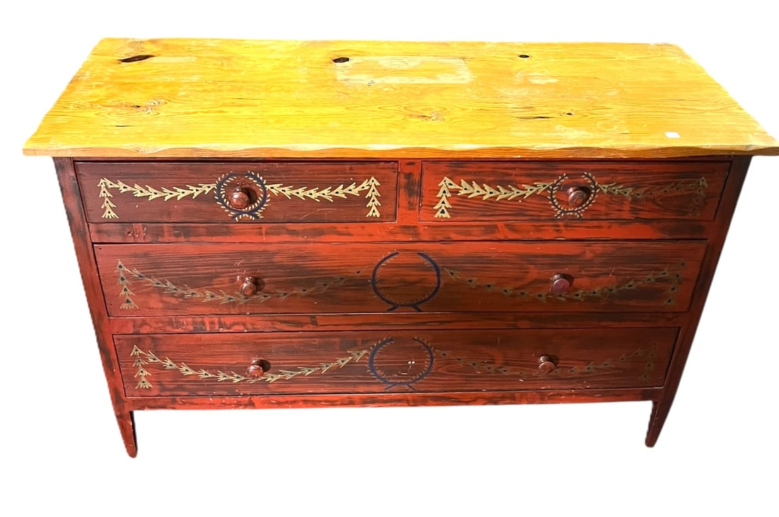 VINTAGE PAINTED WOODEN CABINET/DRESSER: VINTAGE PAINTED WOODEN CABINET/DRESSER Height: 30 in. by Width: 48 in. by Depth: 19.5 in.