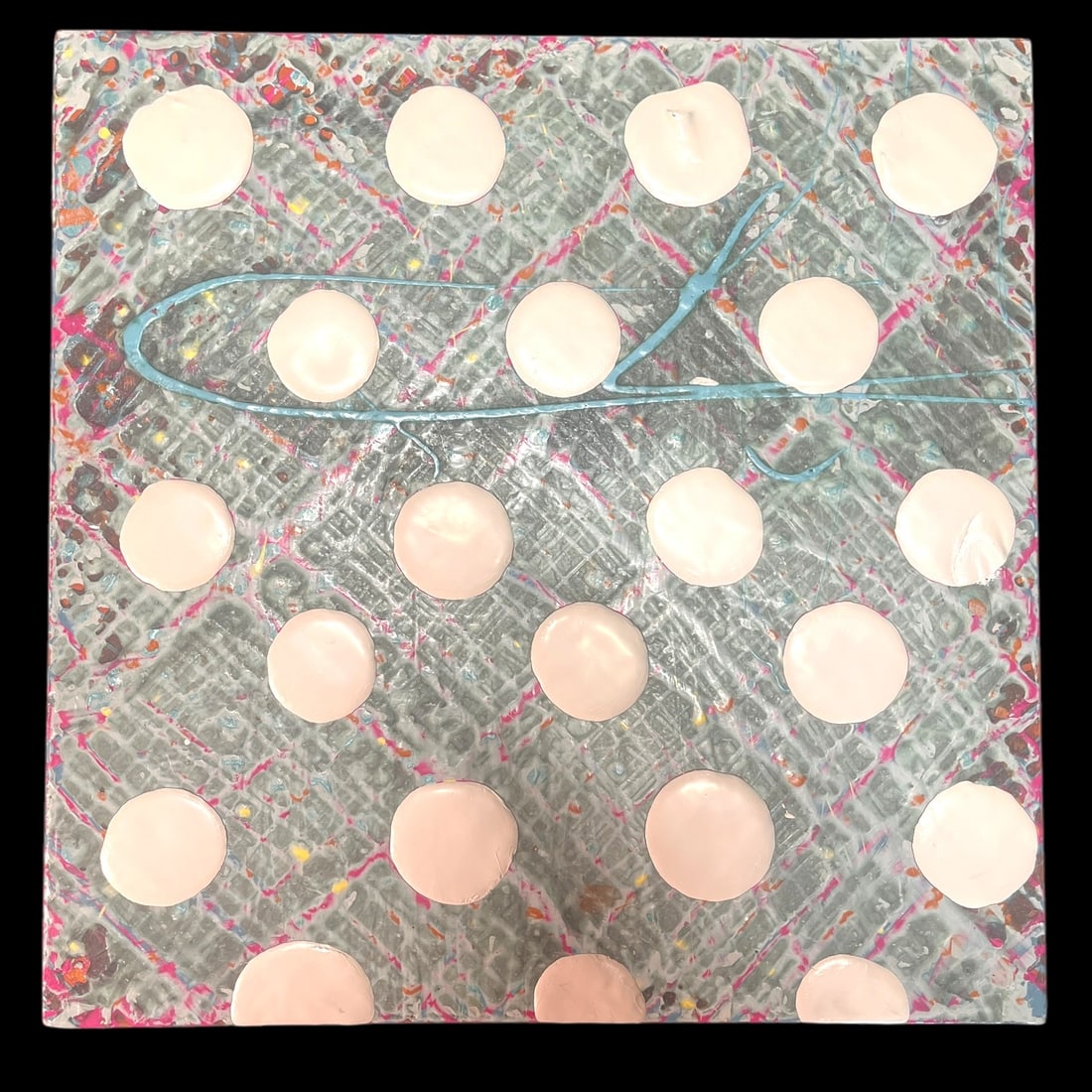 PAIR "DOTS ON GRAY" PAINTINGS - 2