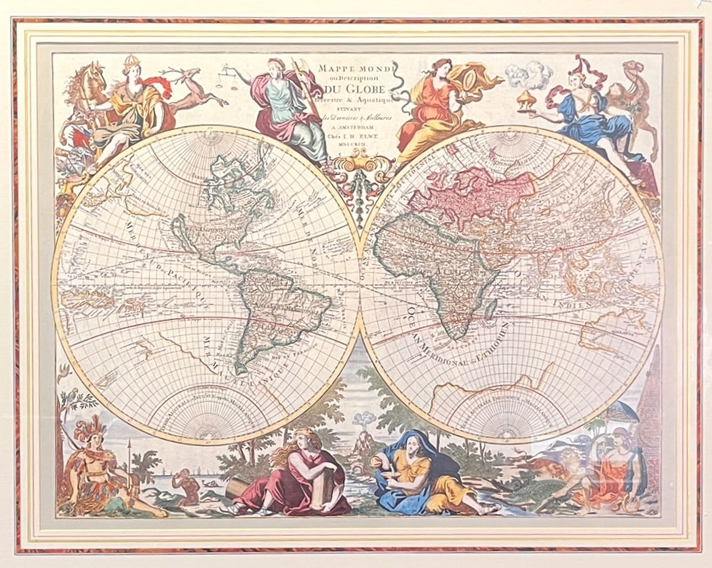 PHOTO LITHOGRAPH MAP OF GLOBE: PHOTO LITHOGRAPH MAP OF GLOBE Height: 33 in. by Width: 39 in.