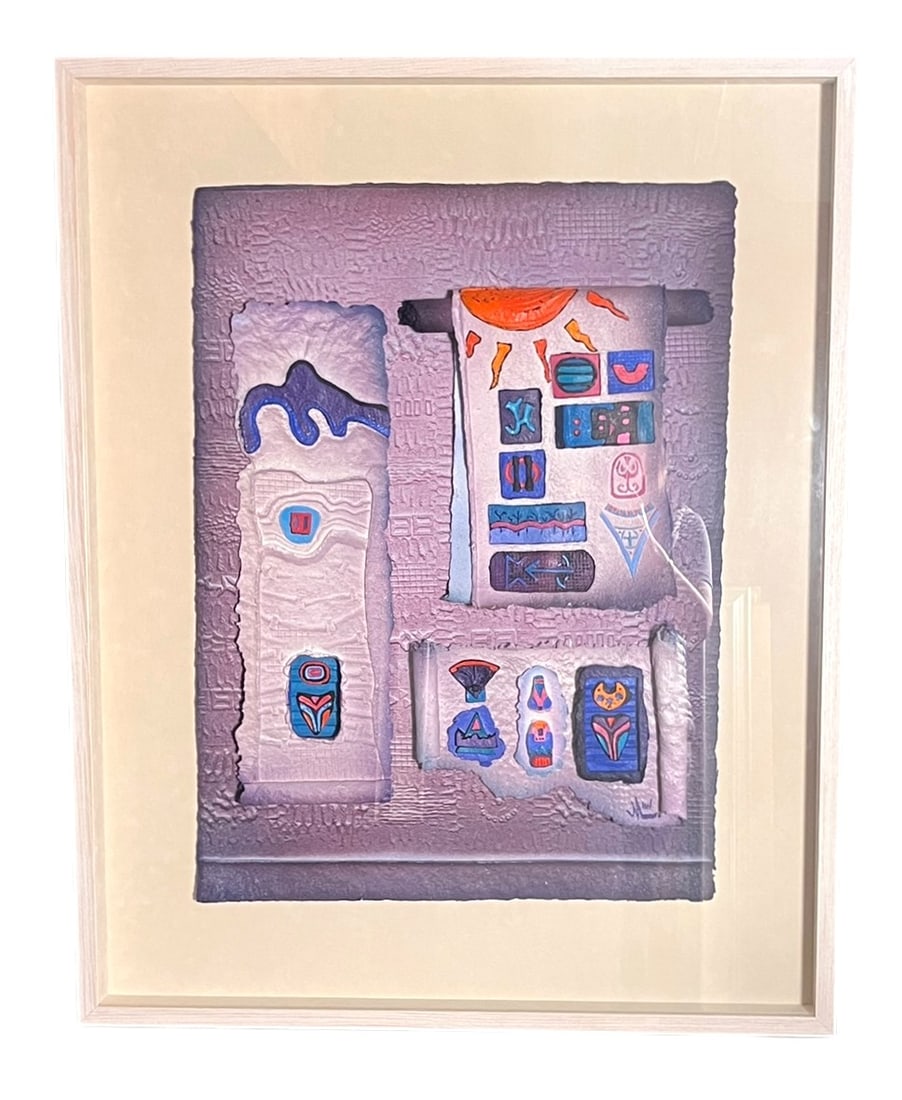 SOUTHWESTERN GRAPHIC ART IN LUCITE BOX: SOUTHWESTERN GRAPHIC ART IN LUCITE BOX Height: 39.5 in. by Width: 31.5 in.