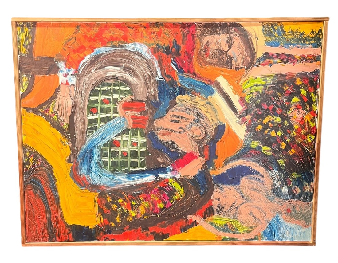 ABSTRACT PAINTING OF MAN: ABSTRACT PAINTING OF MAN Height: 31.5 in. by Width: 41 in.