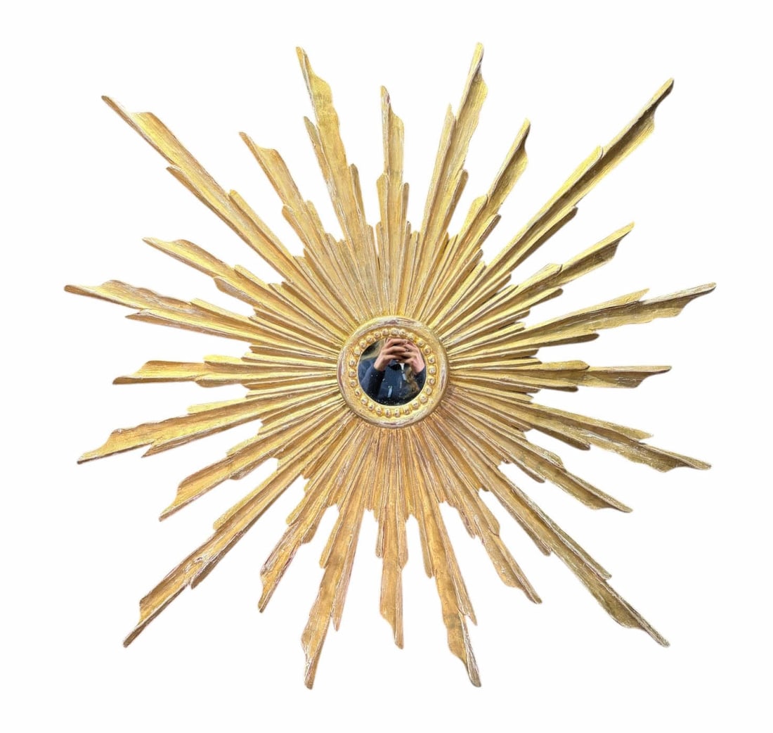 ANTIQUE FRENCH CARVED STARBURST MIRROR (1 of 3)