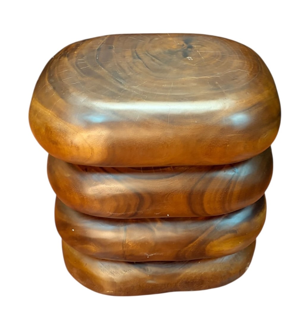 NATURAL WOODEN STACKED OVAL SIDE TABLE (1 of 5)