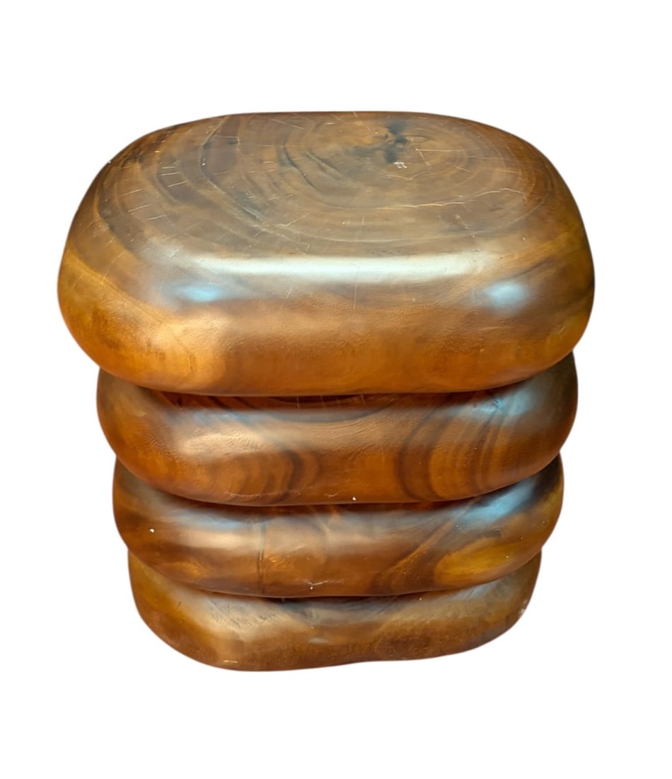 SOLID WOODEN OVAL STACKED SIDE TABLE (1 of 5)