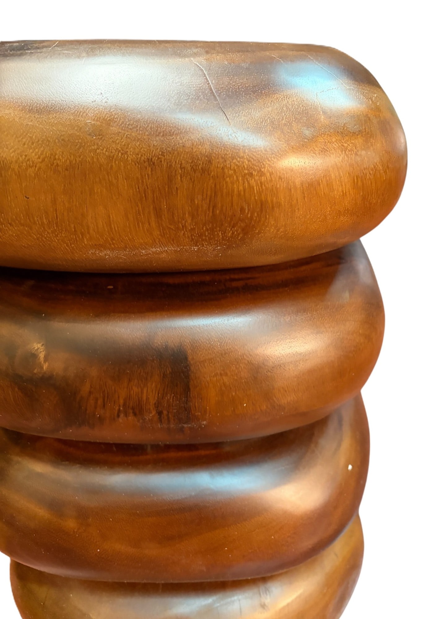 SOLID WOODEN OVAL STACKED SIDE TABLE - 3