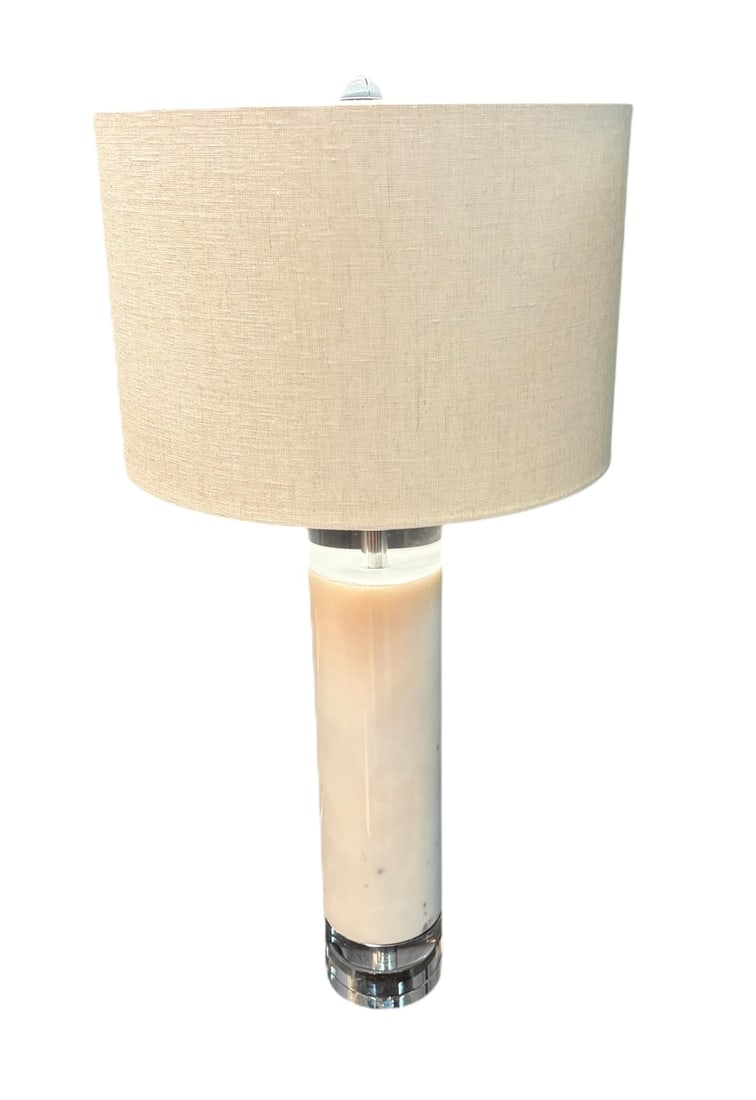 SOLID POLISHED MARBLE LAMP: SOLID POLISHED MARBLE LAMP. INCLUDES SHADE. Height: 31 in. by Width: 4.5 in. by Depth: 4.5 in.
