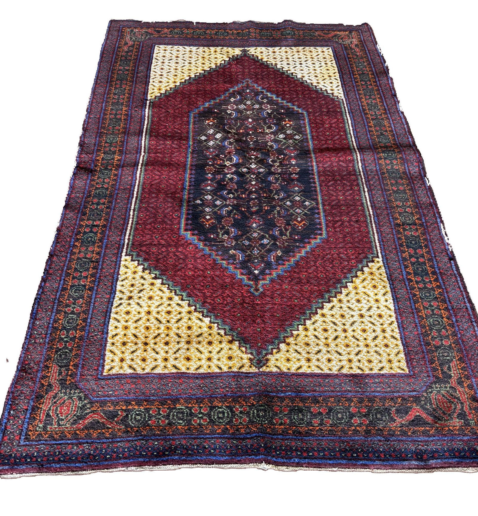 HAND KNOTTED KARABAGH CAUCASIAN CARPET: HAND KNOTTED KARABAGH CAUCASIAN CARPET. #9 Height: 7 ft. 0 in. by Width: 4 ft. 7 in.