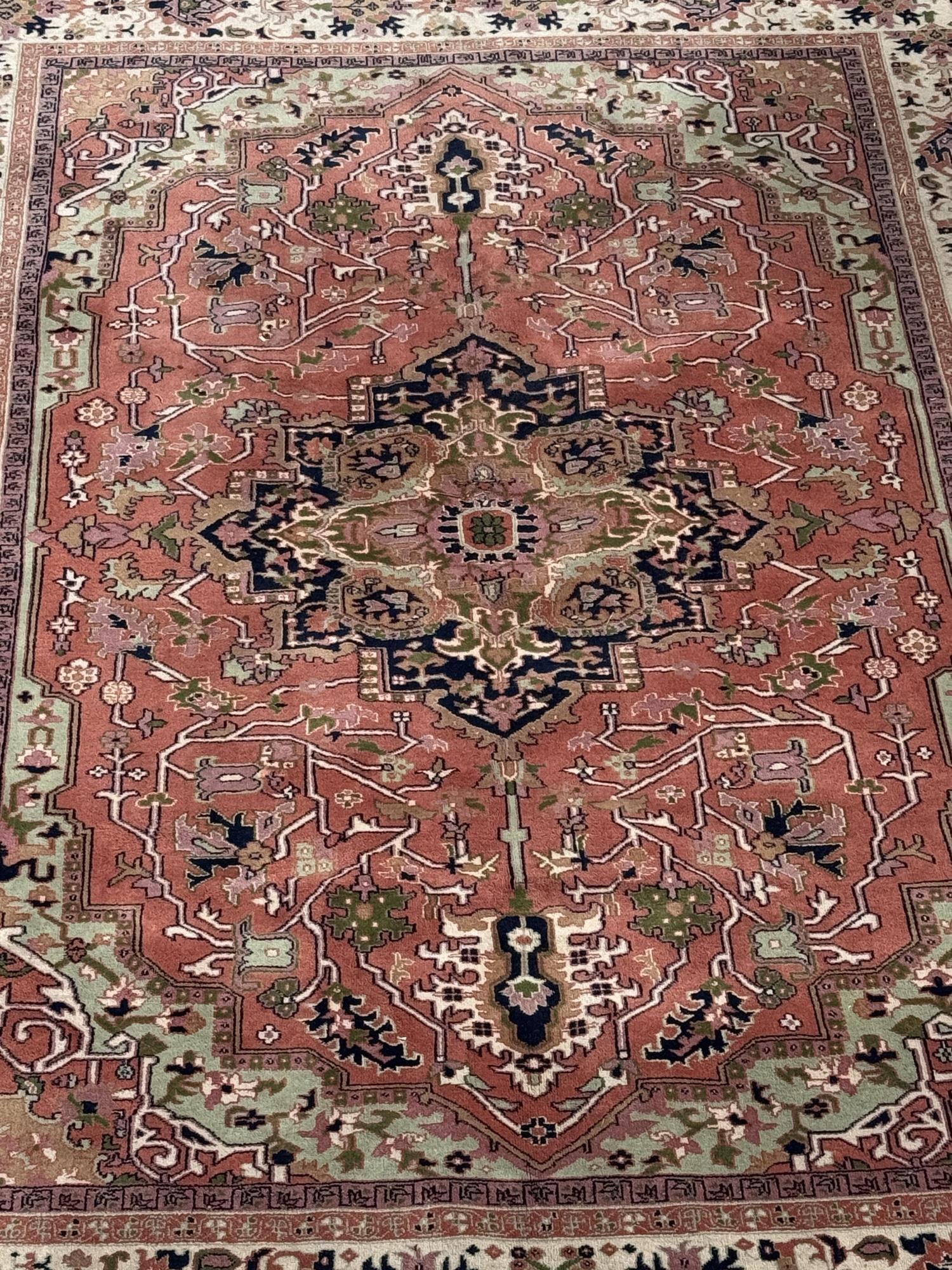 HAND KNOTTED INDIAN SERAPI RUG - 2