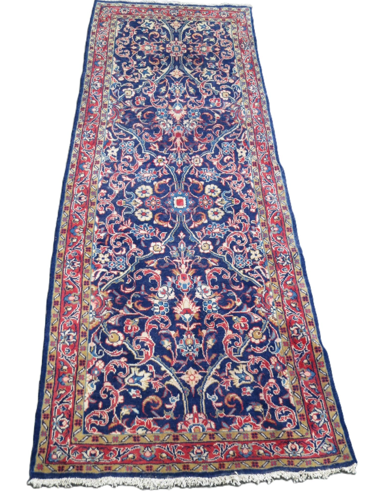 VINTAGE PERSIAN RUNNER: VINTAGE PERSIAN RUNNER. Height: 9 ft. 10 in. by Width: 3 ft. 9 in.