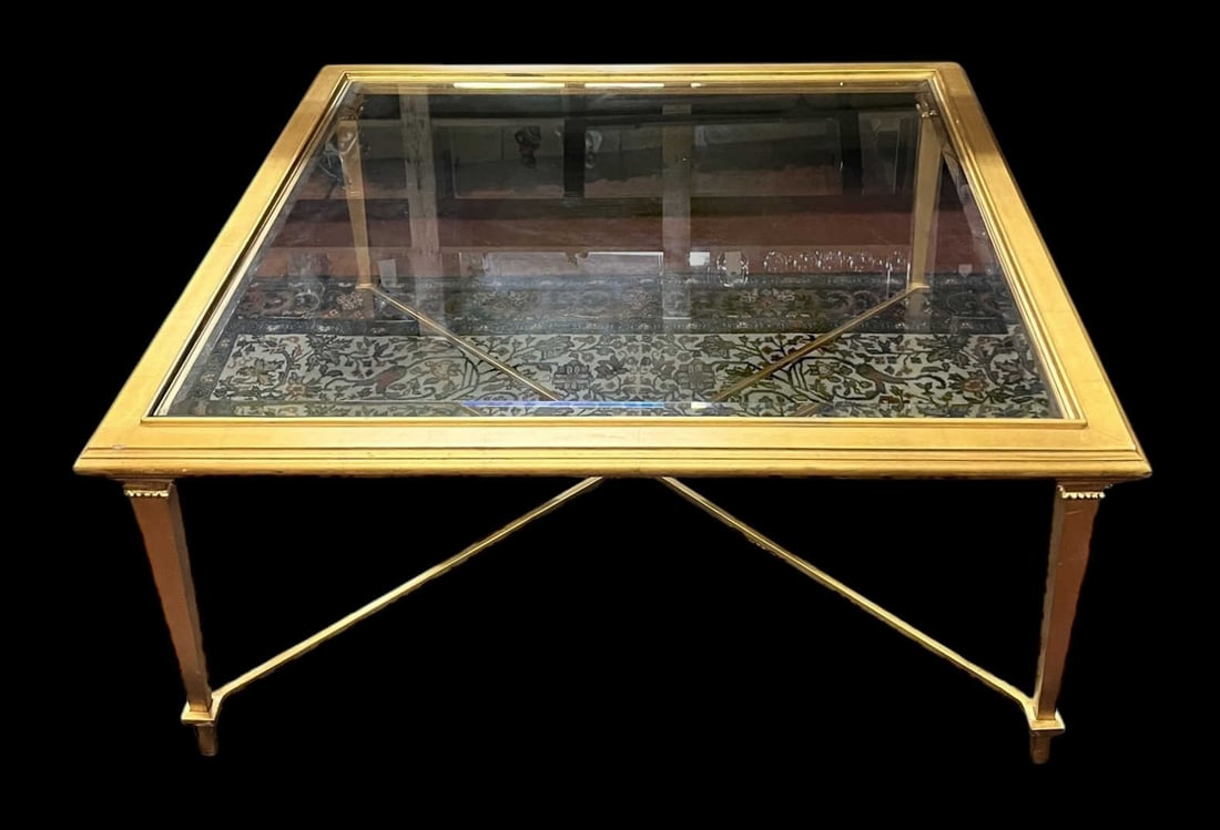 CONTEMPORARY GILT LEAF GLASS TOP COFFEE TABLE (1 of 4)