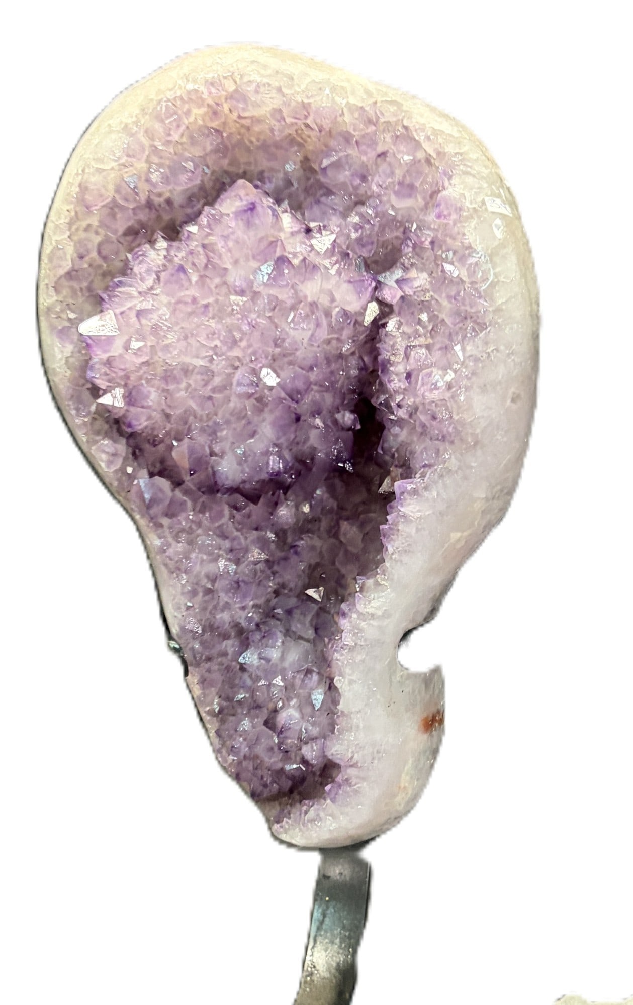 AMETHYST ON IRON STAND: AMETHYST ON IRON STAND 12.50kg Height: 15 in. by Width: 13 in. by Depth: 3 in.