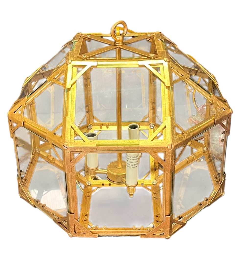 HEXAGONAL SHAPED THREE-LIGHT HANGING LIGHT FIXTURE - 2