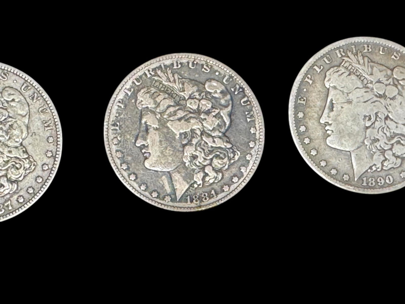 5 ANTIQUE MORGAN SILVER DOLLARS - 2