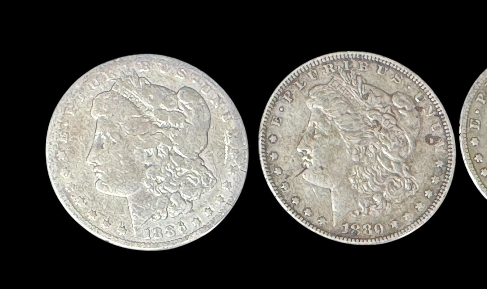 5 ANTIQUE MORGAN SILVER DOLLARS - 4