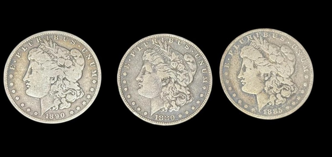 5 ANTIQUE MORGAN SILVER DOLLARS (1 of 7)