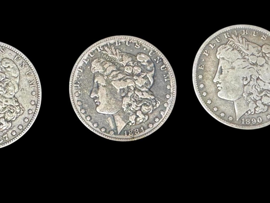 5 ANTIQUE MORGAN SILVER DOLLARS - 3
