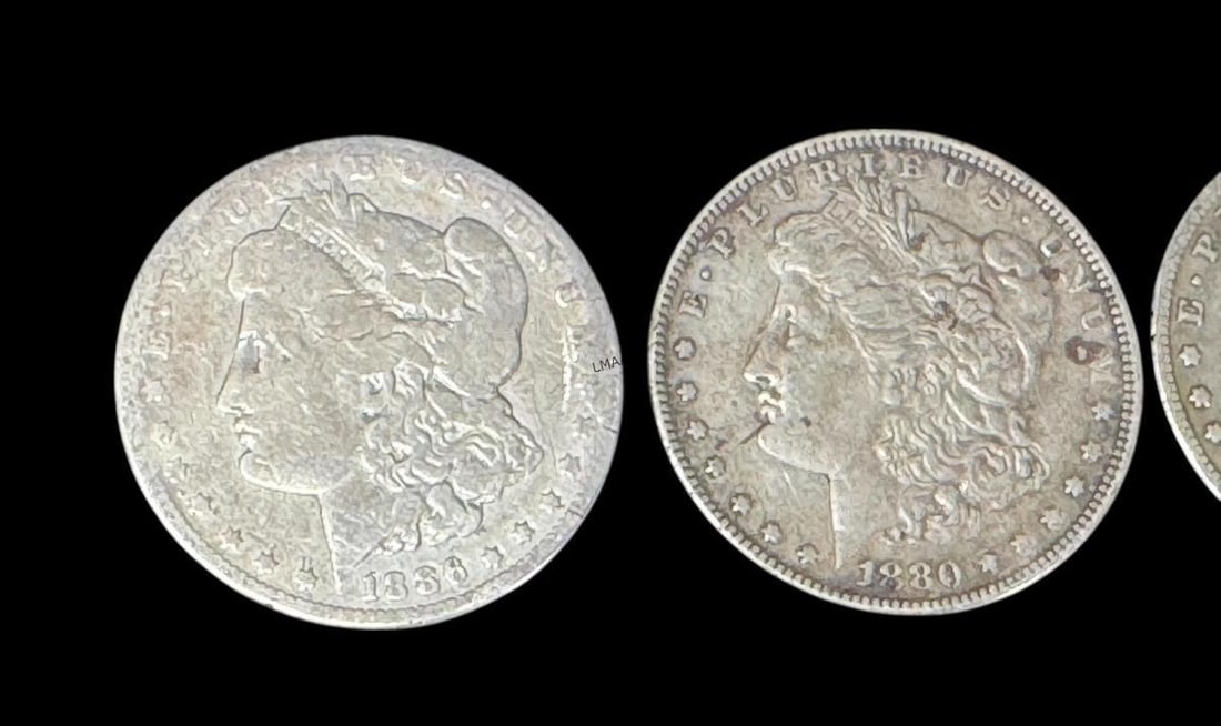 5 ANTIQUE MORGAN SILVER DOLLARS - 5