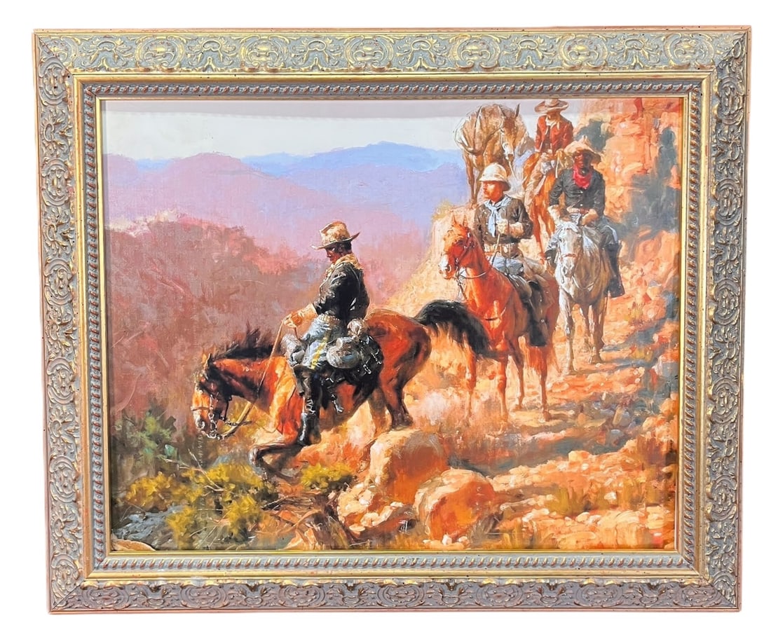 COWBOYS AND HORSES GICLEE ON CANVAS: COWBOYS AND HORSES GICLEE ON CANVAS Height: 21 in. by Width: 24 in.