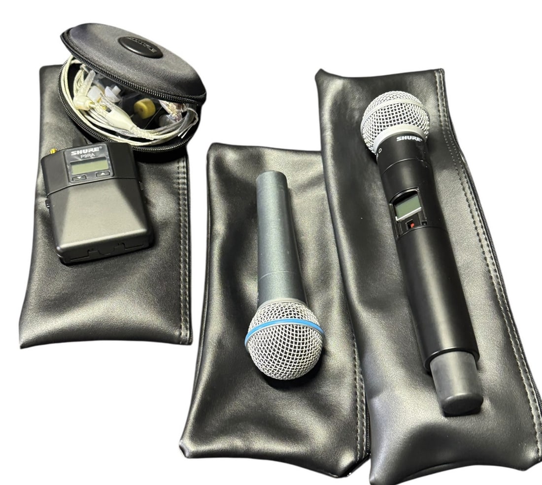 MIXING BOARD , CASE, SCHURE WIRELESS MIC - 6