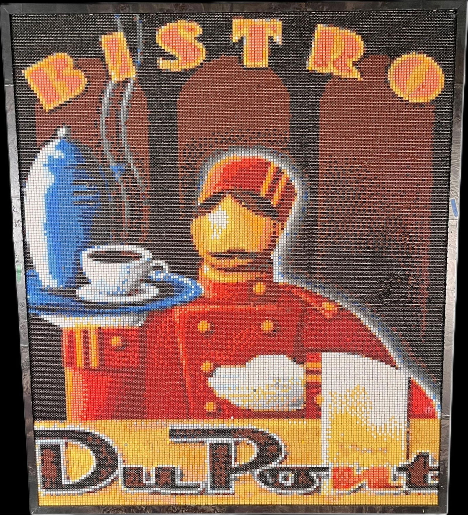 DAVID FINK DU PONT BISTRO MOSIAC BEAD ART: DAVID FINK DU PONT BISTRO MOSIAC BEAD ART. Height: 42 in. by Width: 36.5 in.