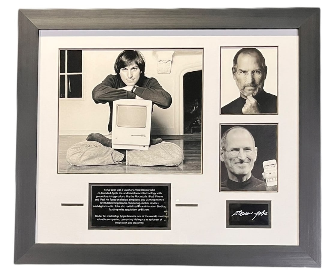 STEVE JOBS HISTORICAL PHOTOGRAPHS/AUTOGRAPH: STEVE JOBS HISTORICAL PHOTOGRAPHS/AUTOGRAPH FRAMED Height: 23.5 in. by Width: 27.5 in.