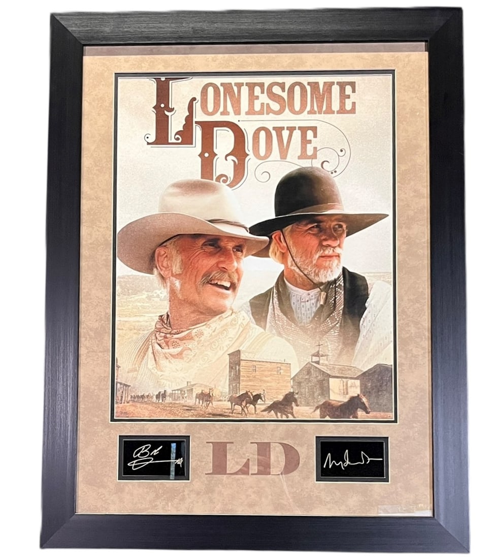 LONESOME DOVE POSTER AND SIGNATURES FRAMED: LONESOME DOVE POSTER AND SIGNATURES FRAMED Height: 30.5 in. by Width: 23.5 in.