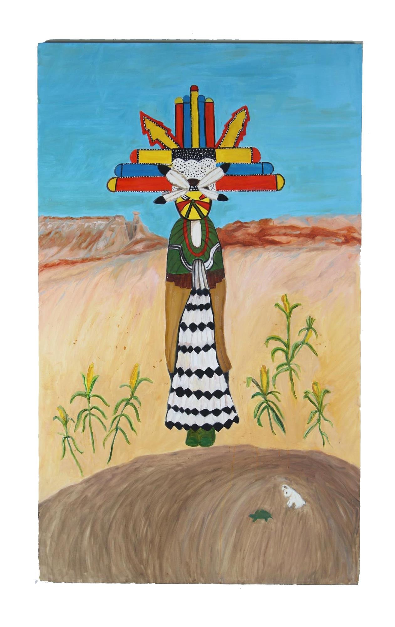 JUDY YOUENS "KACHINA" ACRYLIC ON CANVAS: JUDY YOUENS "KACHINA" ACRYLIC ON CANVAS. UNFRAMED. Height: 60 in. by Width: 36 in. by Depth: 1.5 in.