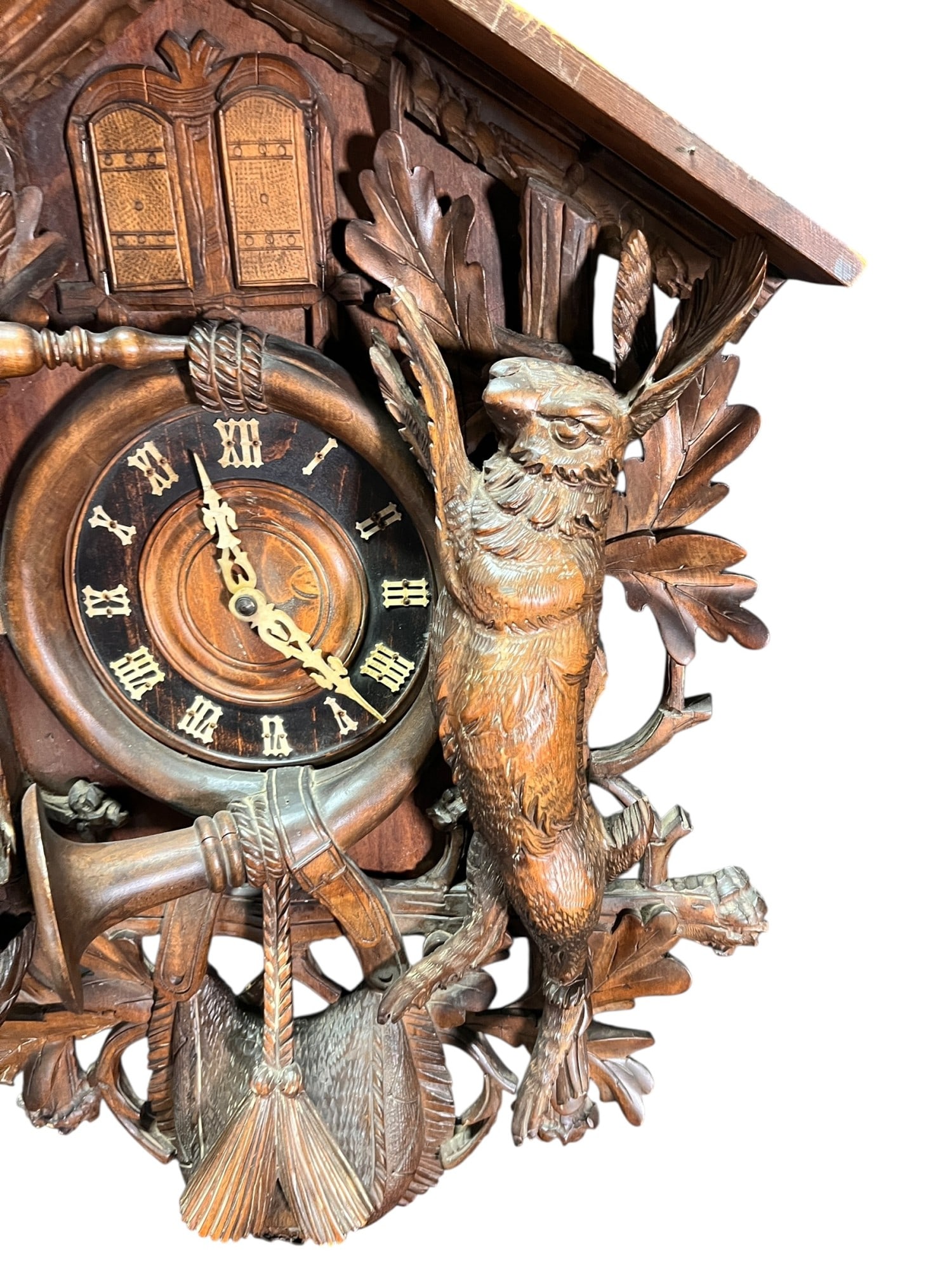 RARE LARGE BLACK FOREST HUNTER CUCKOO CLOCK - 3